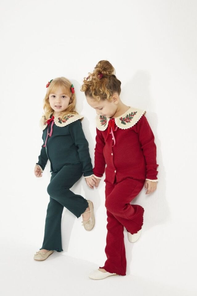 Yeni Yıl Temalı Bordo Bebe Yakalı Takım 7-8 YAŞ