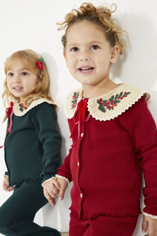 Yeni Yıl Temalı Bordo Bebe Yakalı Takım 7-8 YAŞ