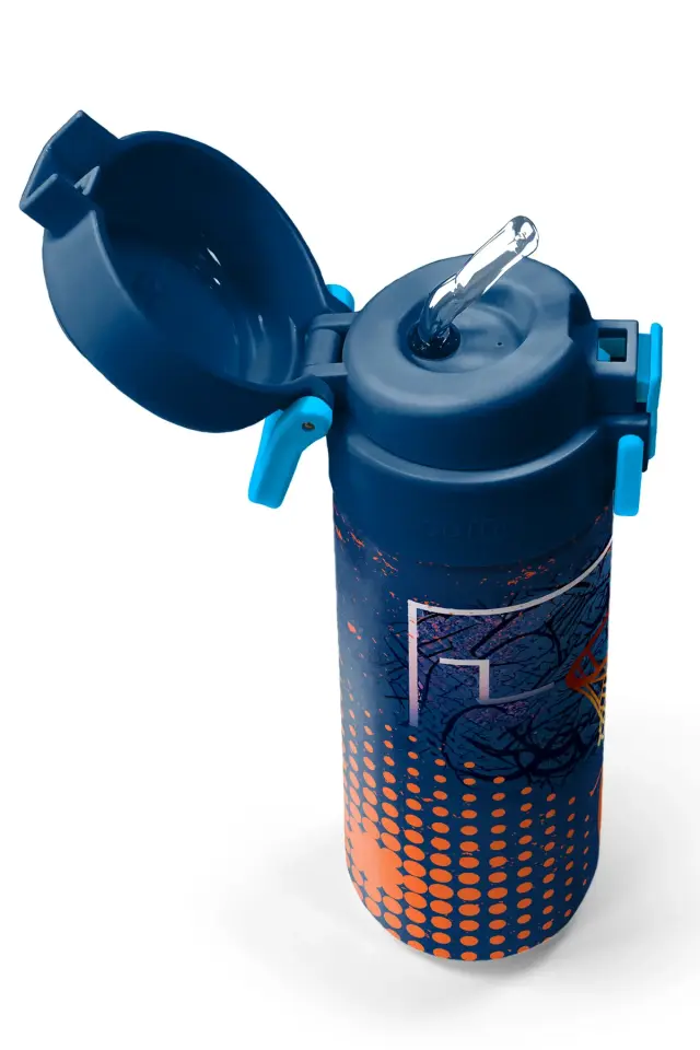 Coral High Kids Turuncu Lacivert Basketbol Desenli Pipetli ve Direkt İçim Çelik Termos 500 ml 31967 Adet