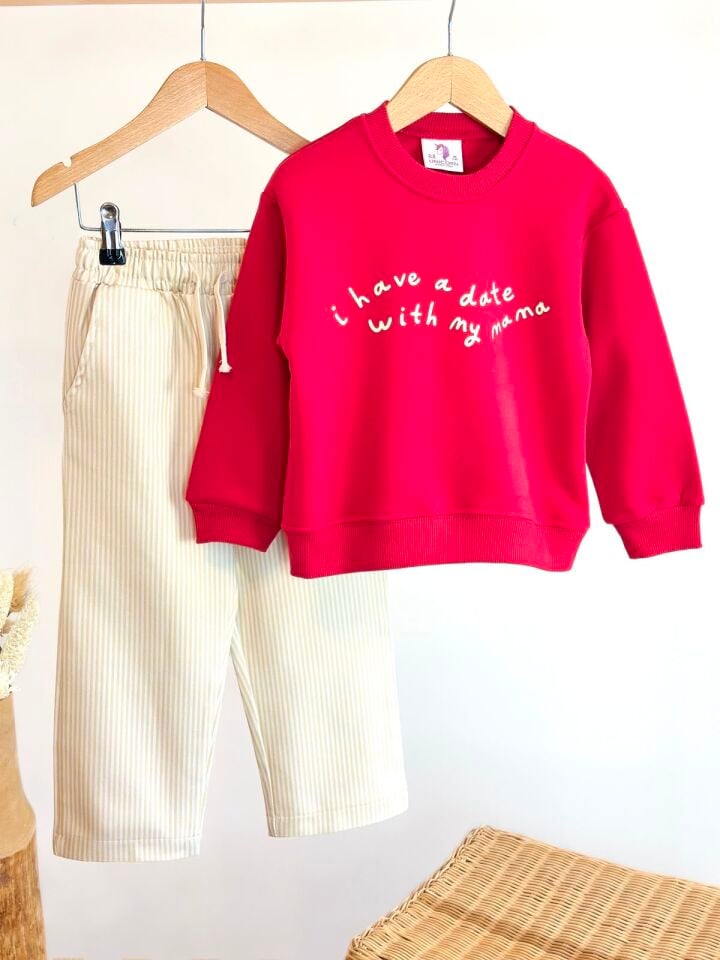 Kırmızı Gabardin Pantolonlu Takım 7-8 YAŞ