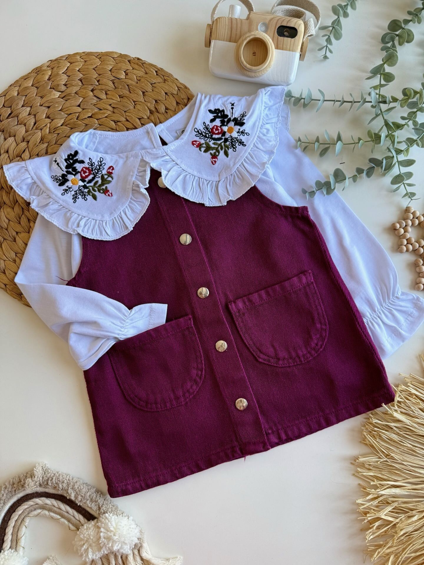 2'li Bordo Denim Jile 9-10 YAŞ