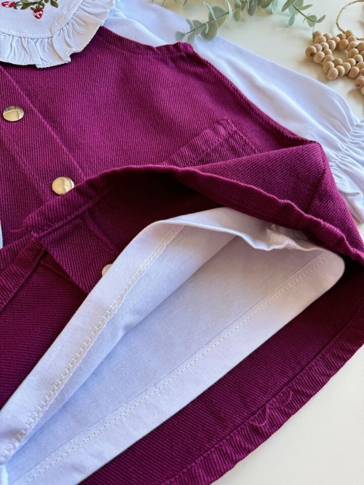 2'li Bordo Denim Jile 9-10 YAŞ