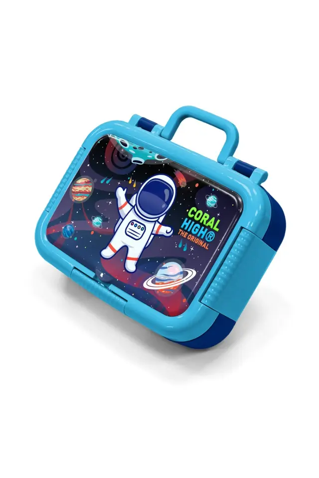 Coral High Kids Saks Mavi Astronot Dinozor Desenli Paslanmaz Çelik Beslenme Kabı 39240 Adet