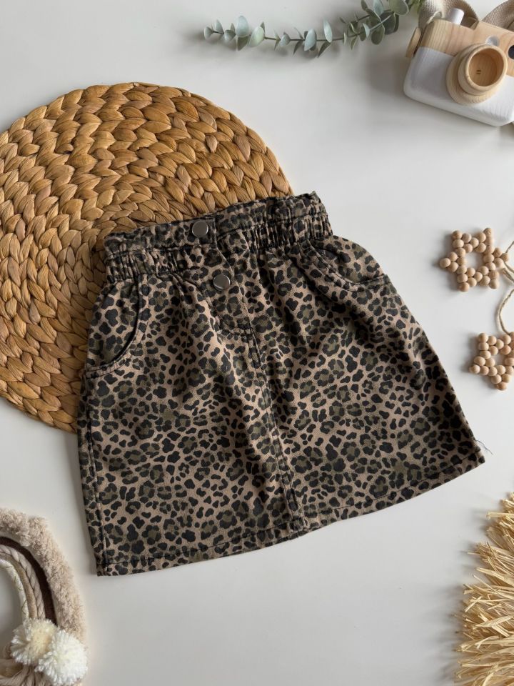 Leopar Baskılı Etekli Takım