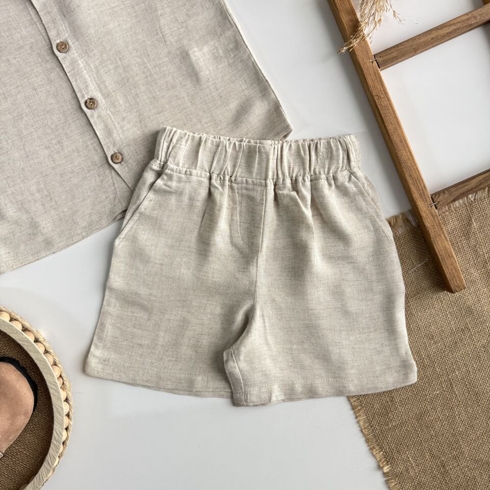 Keten Krem Şortlu Takım 6-7 YAŞ