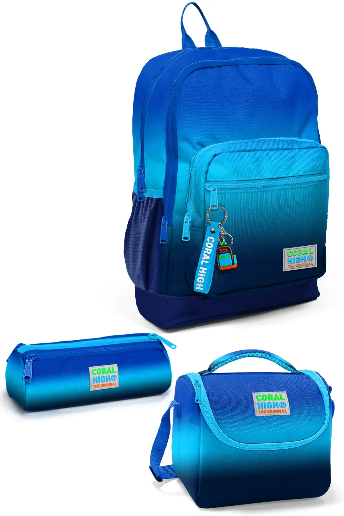 Coral High Kids Lacivert Mavi Renk Geçişli 3’lü Okul Çanta Seti SET0123745 Adet