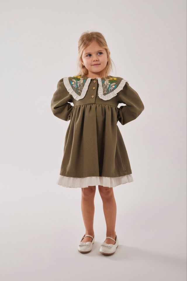 Bebe Yaka Elbise(Toka Hediyeli) 7-8 YAŞ