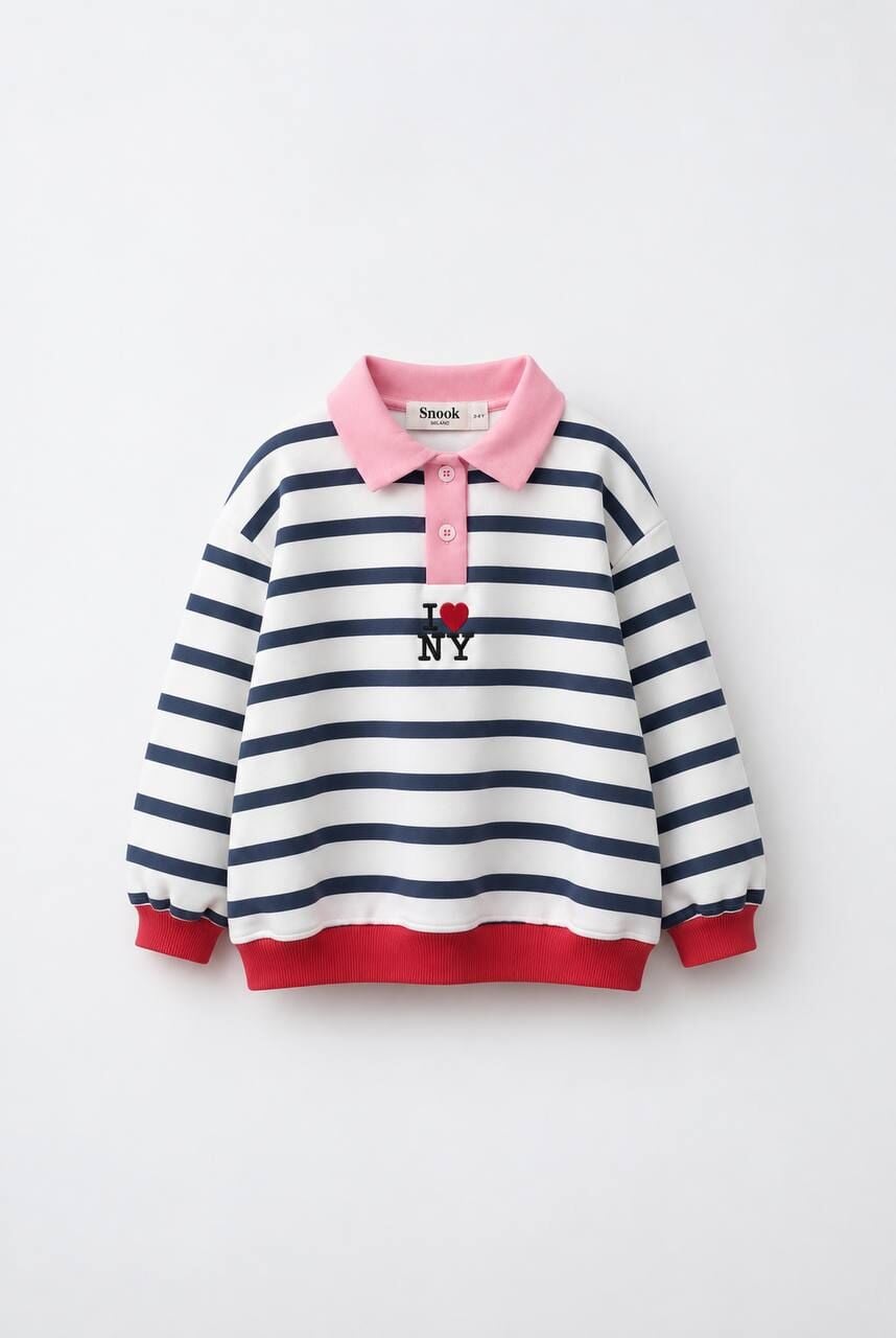 Ny İşlemeli Polo Sweat 8-9 YAŞ