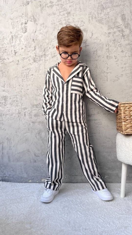 Çizgili Keten Takım 9-10 YAŞ