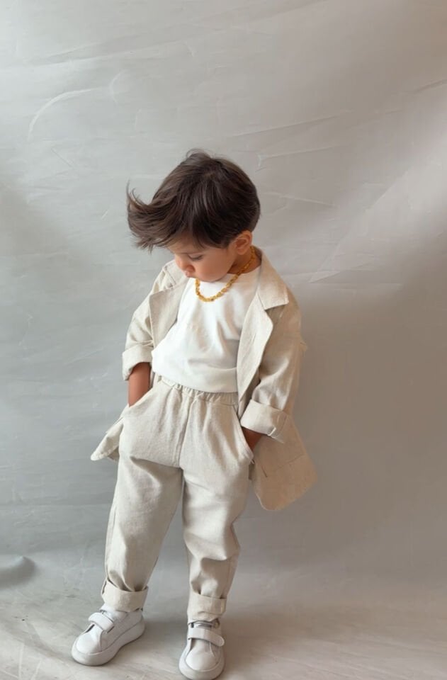 3'lü Krem Ceketli Takım 9-10 YAŞ