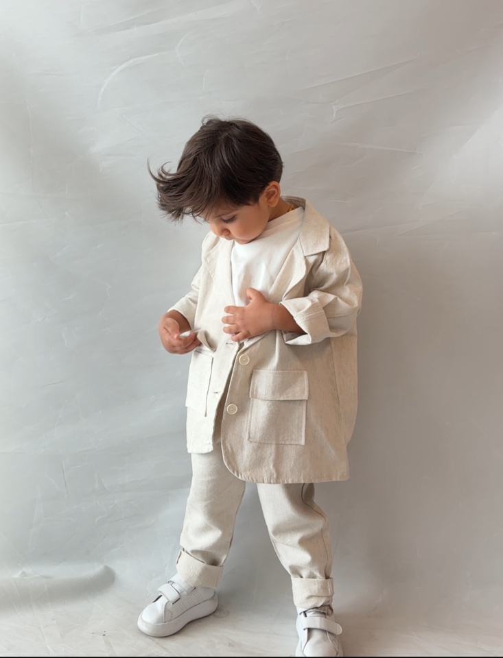 3'lü Krem Ceketli Takım 9-10 YAŞ