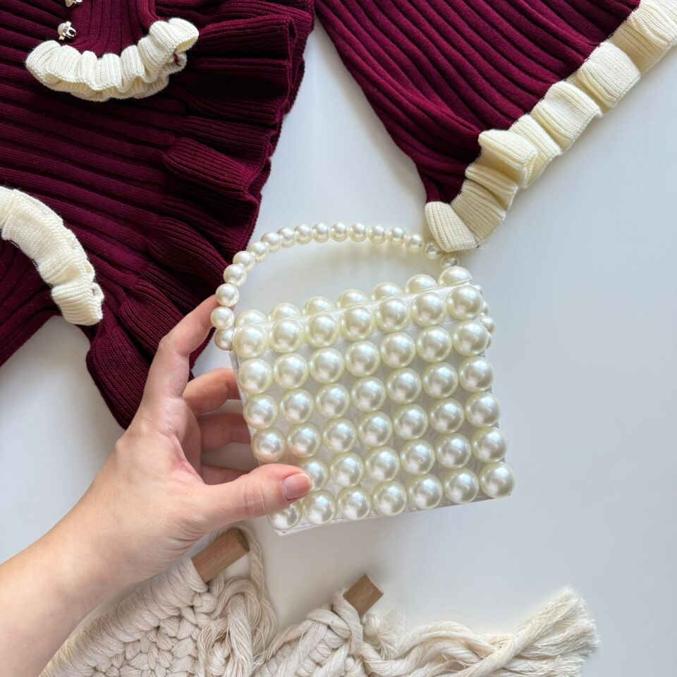 Bordo Triko Etekli Takım (Çanta Hediyeli) 2-3 YAŞ