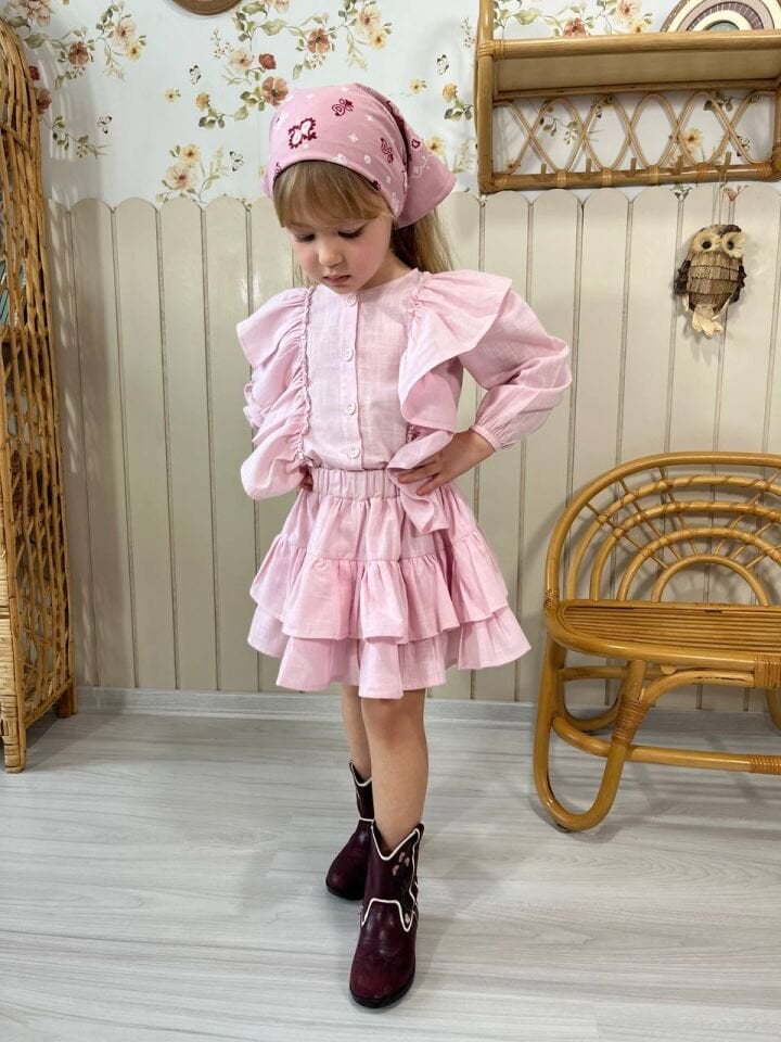 Fırfır Etekli Pembe Takım 7-8 YAŞ