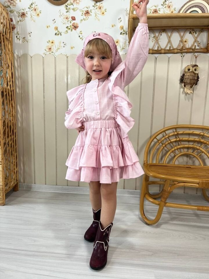 Fırfır Etekli Pembe Takım 7-8 YAŞ
