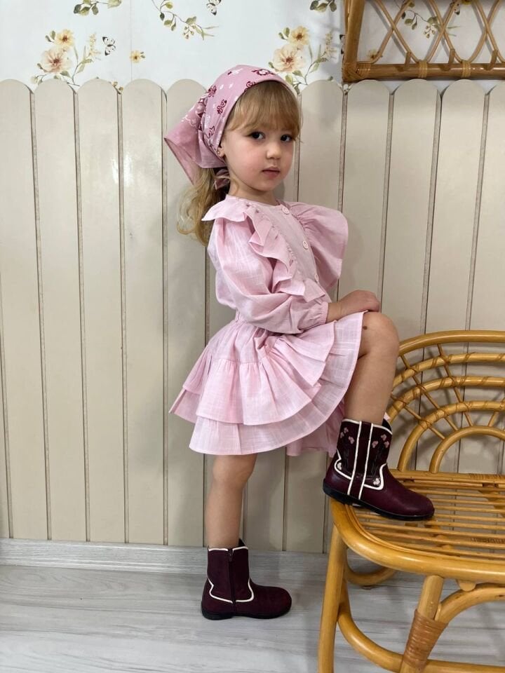 Fırfır Etekli Pembe Takım 7-8 YAŞ