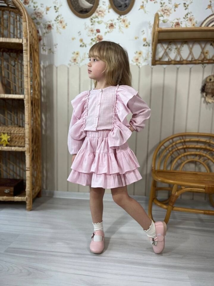 Fırfır Etekli Pembe Takım 7-8 YAŞ
