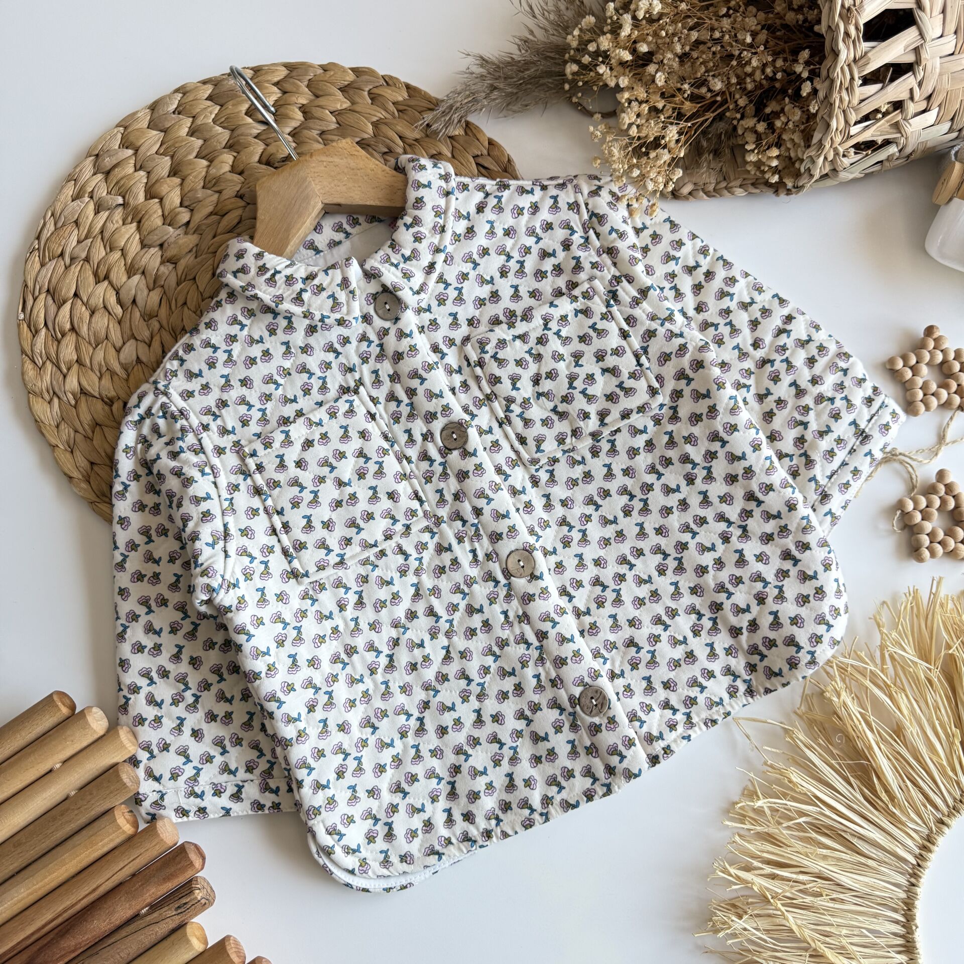 Kapitone Çiçekli Ceket-Mont 4-5 YAŞ