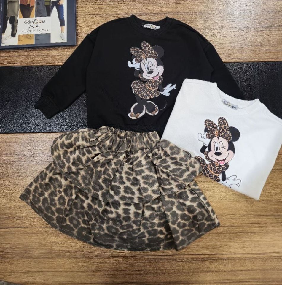 Leopar Etekli Siyah Minnieli Takım 9-10 YAŞ