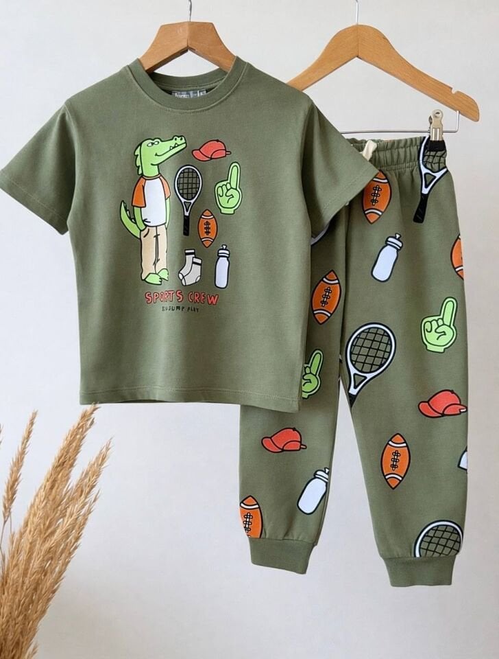 Animal Yeşil Baskılı Takım 5-6 YAŞ