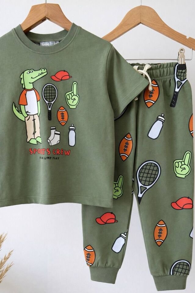 Animal Yeşil Baskılı Takım 5-6 YAŞ