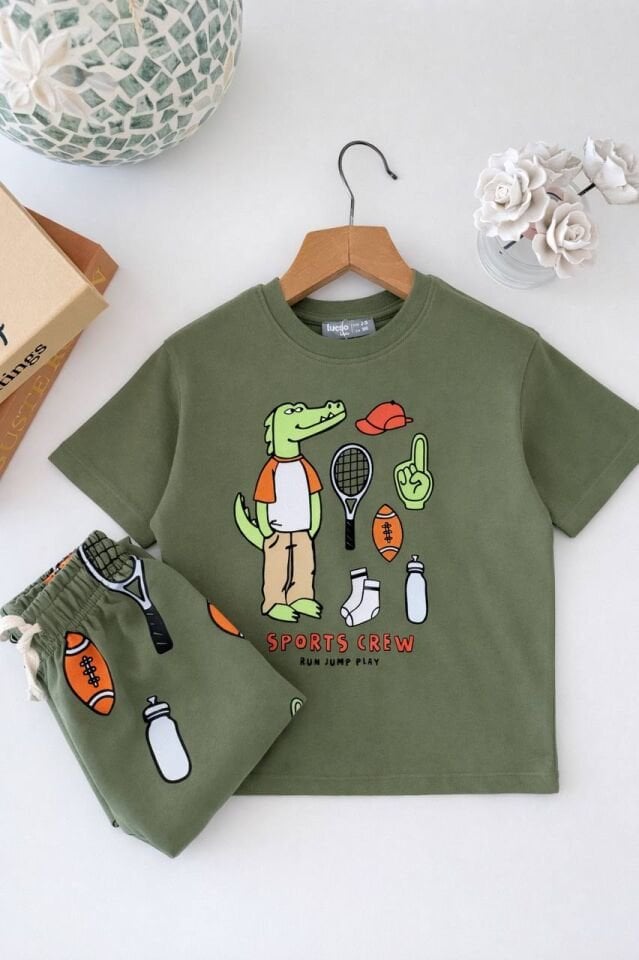 Animal Yeşil Baskılı Takım 5-6 YAŞ