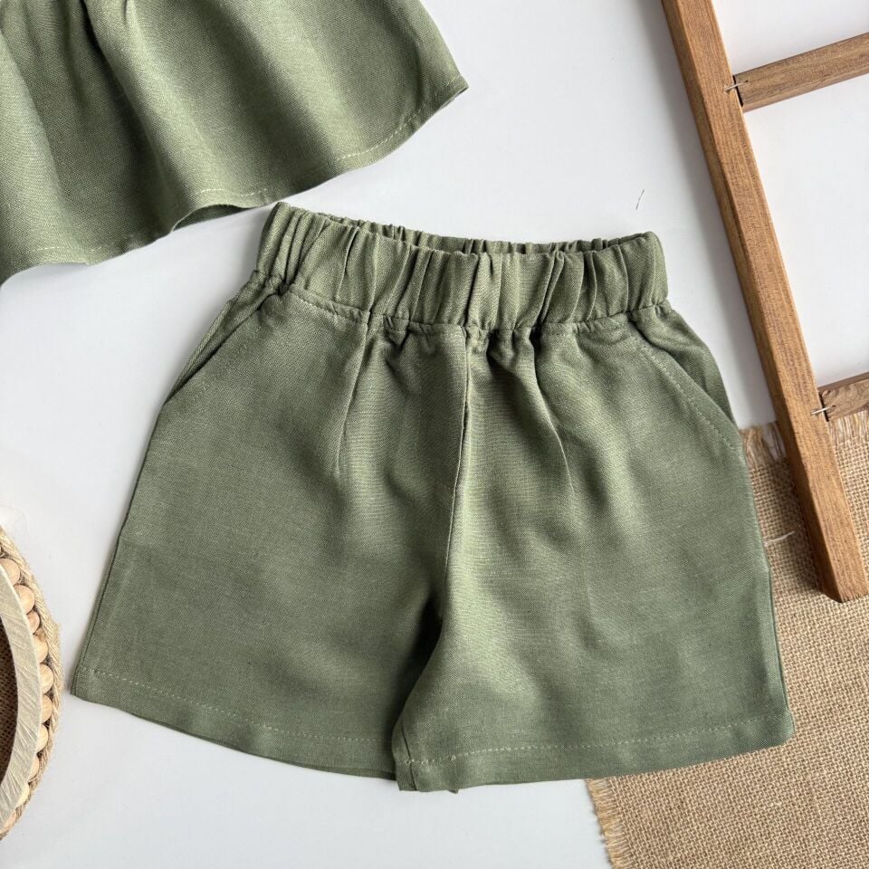 Keten Yesil Şortlu Takım 4-5 YAŞ