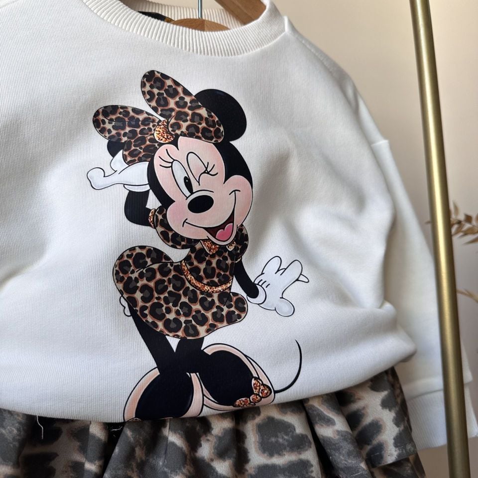 Leopar Etekli Beyaz Minnieli Takım 9-10 YAŞ