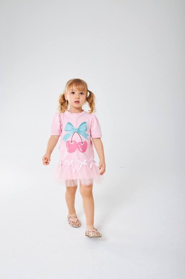 Kirazli Tütülü Elbise