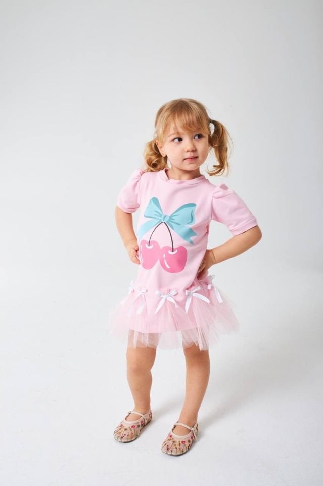 Kirazli Tütülü Elbise 3-4 YAŞ