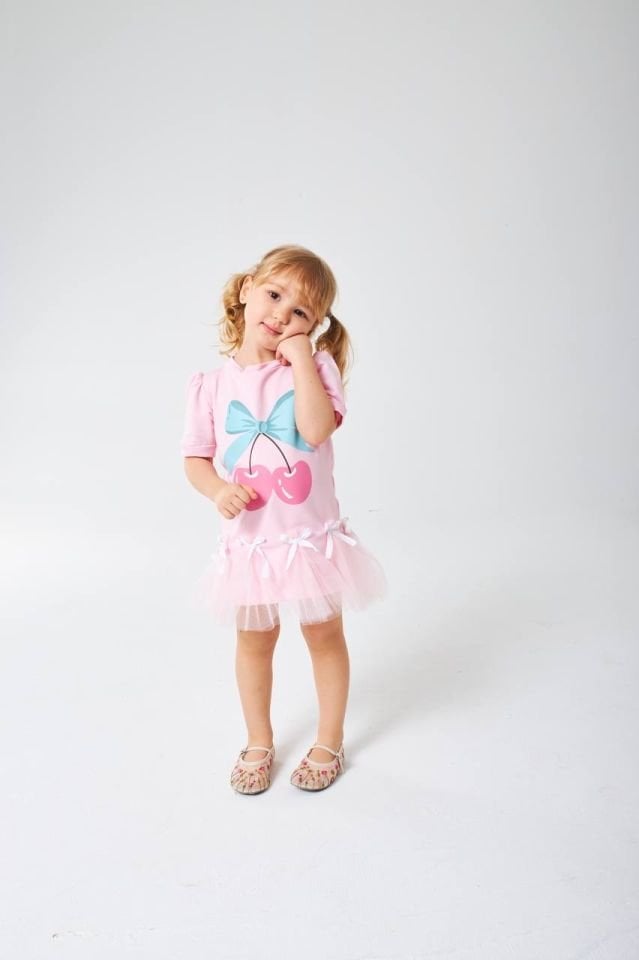 Kirazli Tütülü Elbise