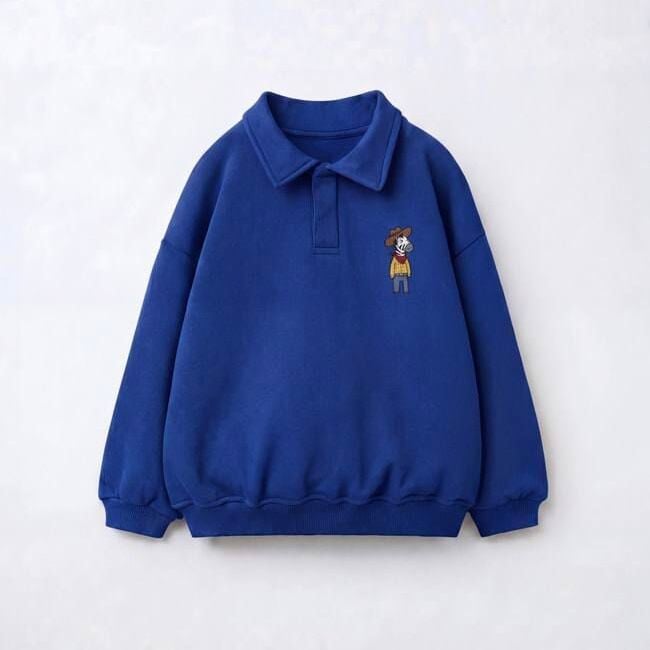 Mavi Polo Yaka Sweatshirt 7-8 YAŞ