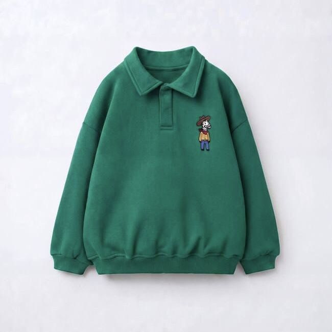 Yesil Polo Yaka Sweatshirt 7-8 YAŞ