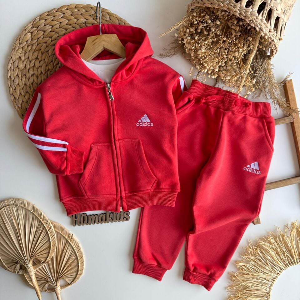 Kırmızı Ads fermuarlı Takım 5-6 YAŞ