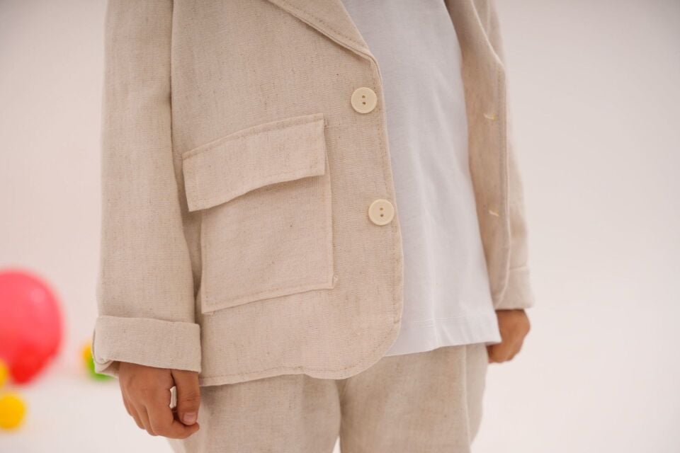 Pamuk Keten Alaçatı Ceket Takım 9-10 YAŞ