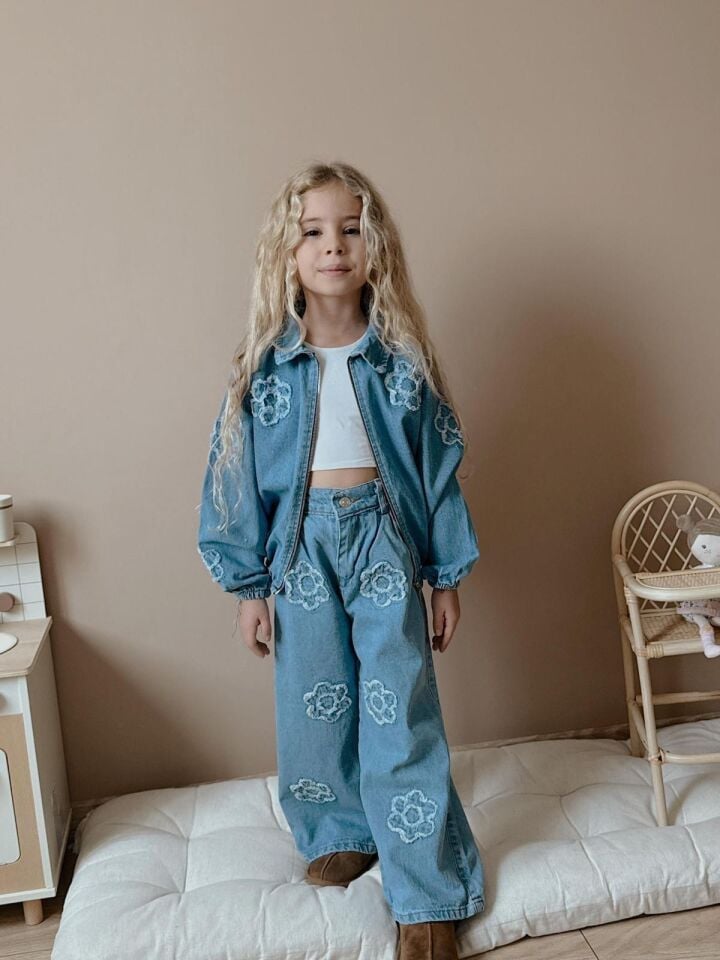 Denim Çicekli Takım 3-4 YAŞ