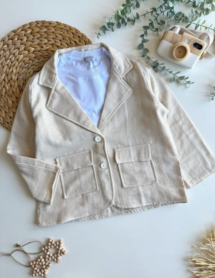 Pamuk Keten Alaçatı Ceket Takım 9-10 YAŞ