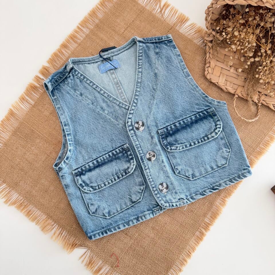 Unisex Denim Yelek 6-7 YAŞ