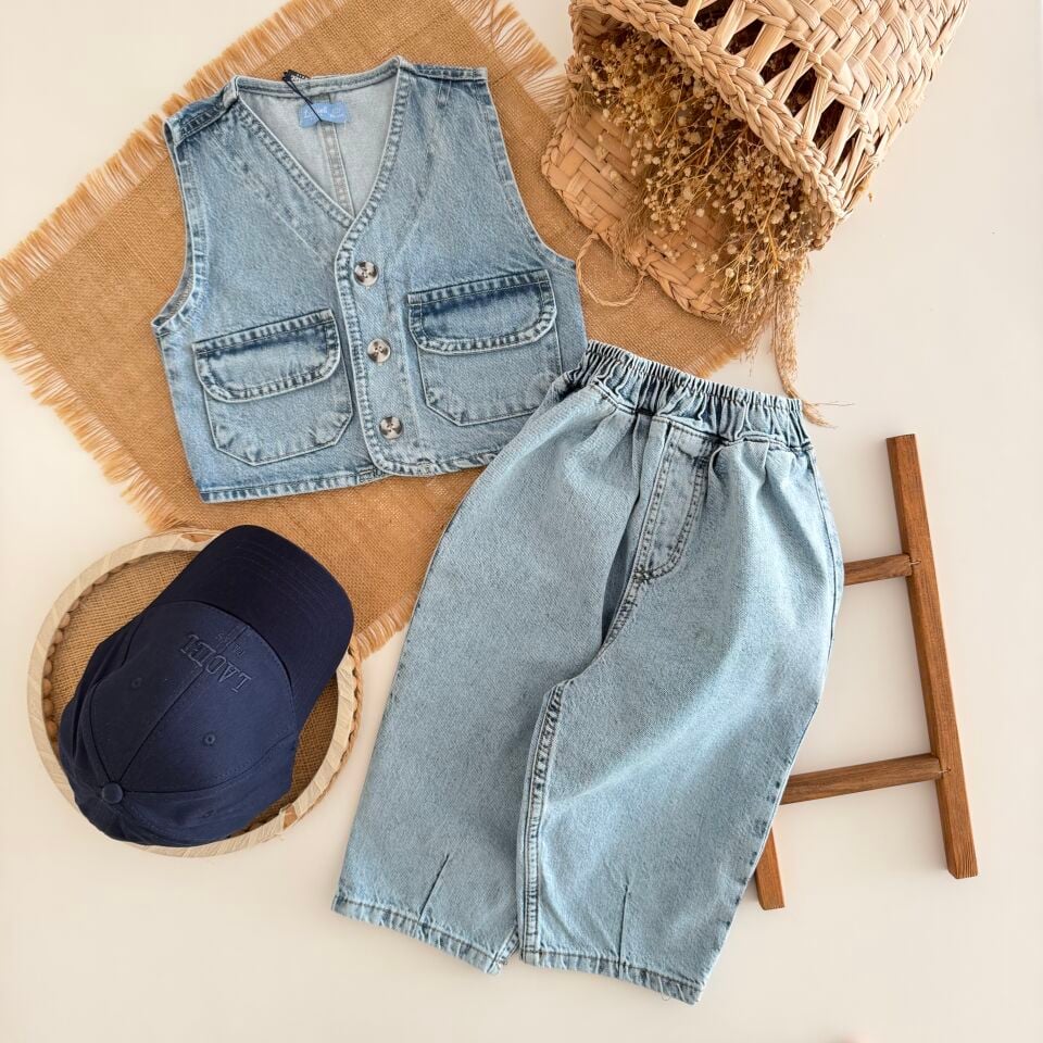 Unisex Denim Yelek 6-7 YAŞ