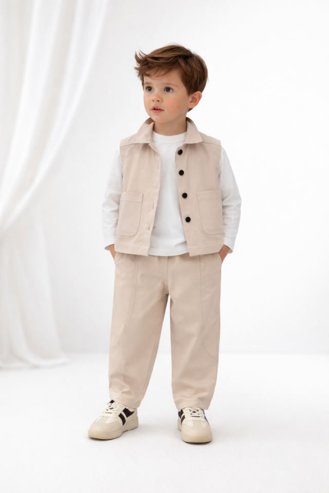 Yelekli Krem Takım 6-7 YAŞ