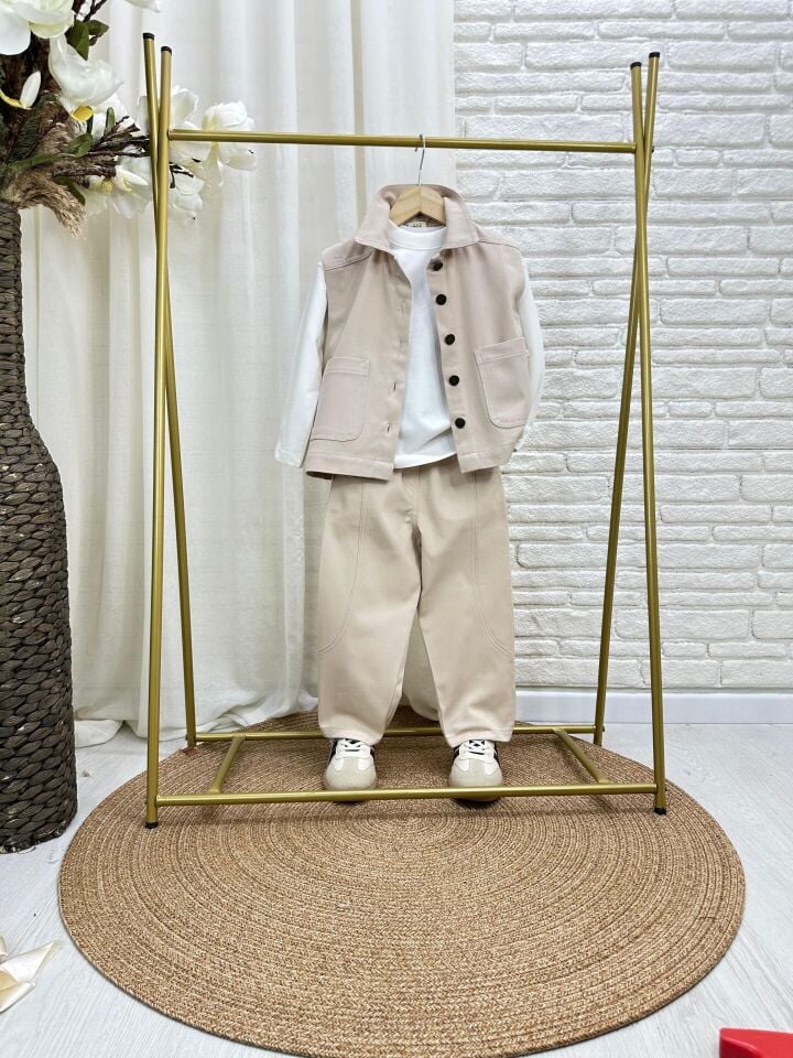 Yelekli Krem Takım 6-7 YAŞ