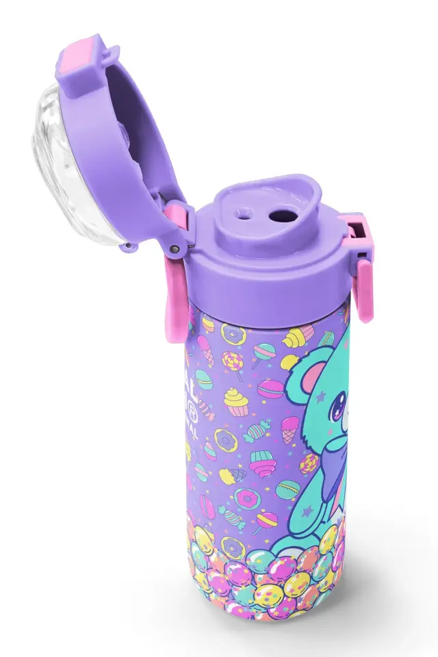 Coral High Kids Milka Şeker Ayıcık Desenli Pipetli ve Direkt İçim Çelik Termos 500 ml 38105 Adet
