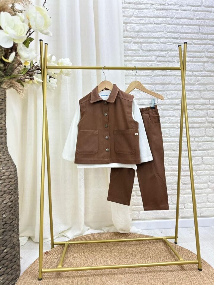 Yelekli Kahve Takım 5-6 YAŞ