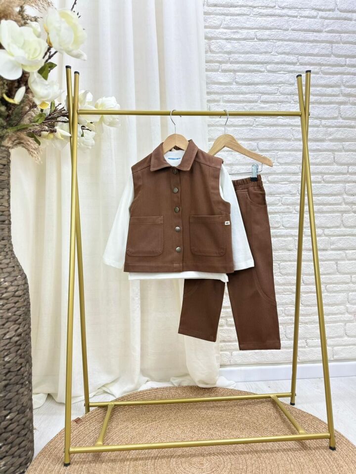 Yelekli Kahve Takım 3-4 YAŞ