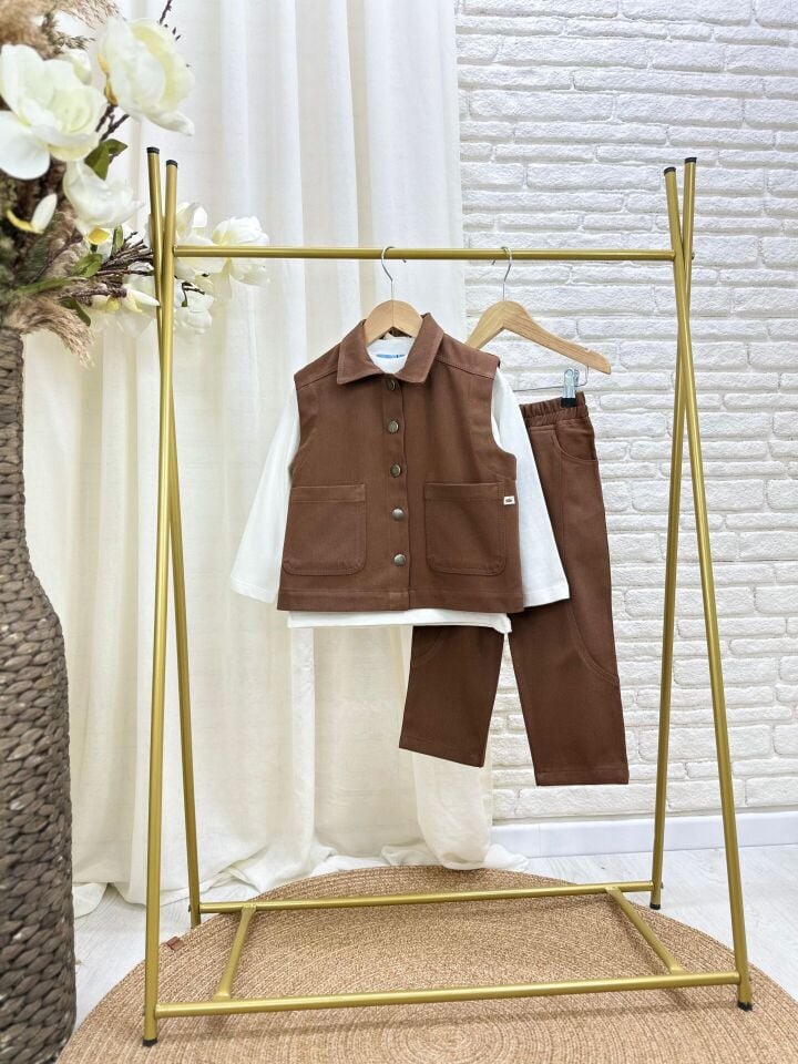 Yelekli Kahve Takım 5-6 YAŞ