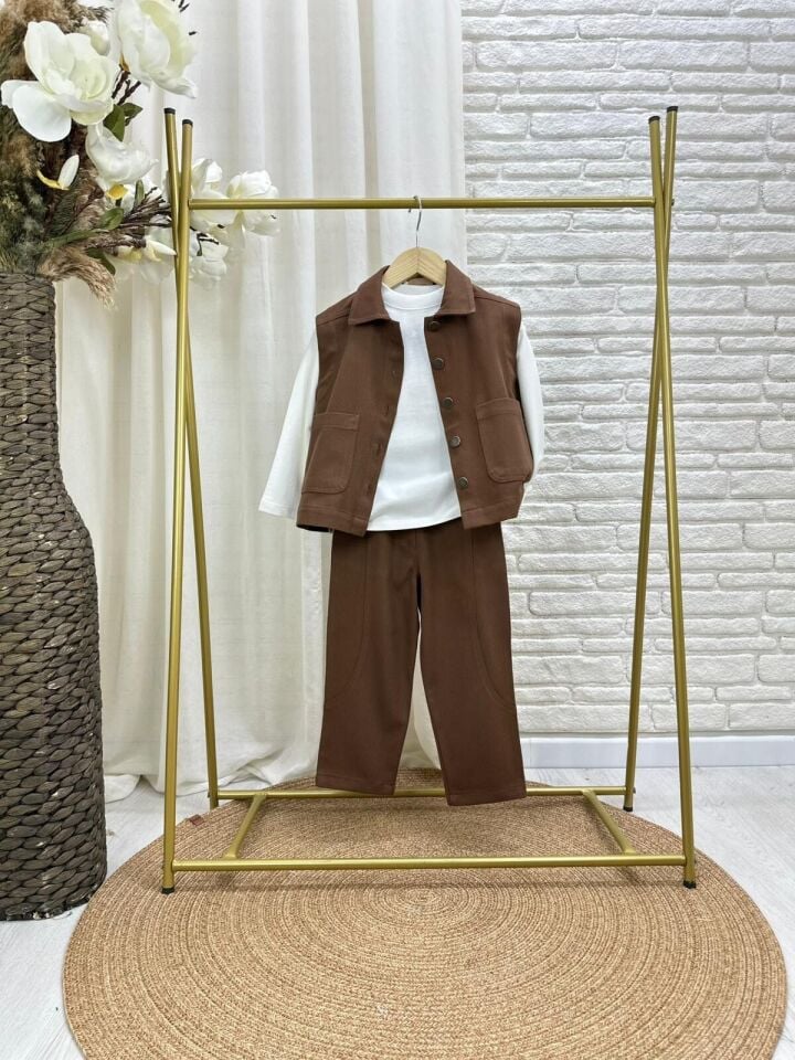 Yelekli Kahve Takım 5-6 YAŞ