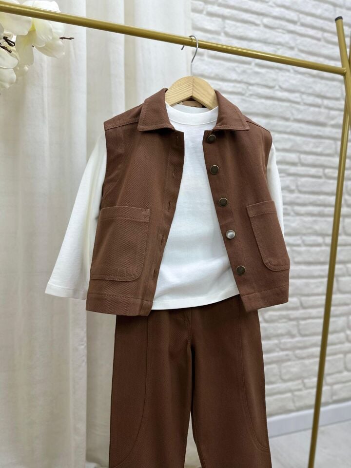 Yelekli Kahve Takım 5-6 YAŞ