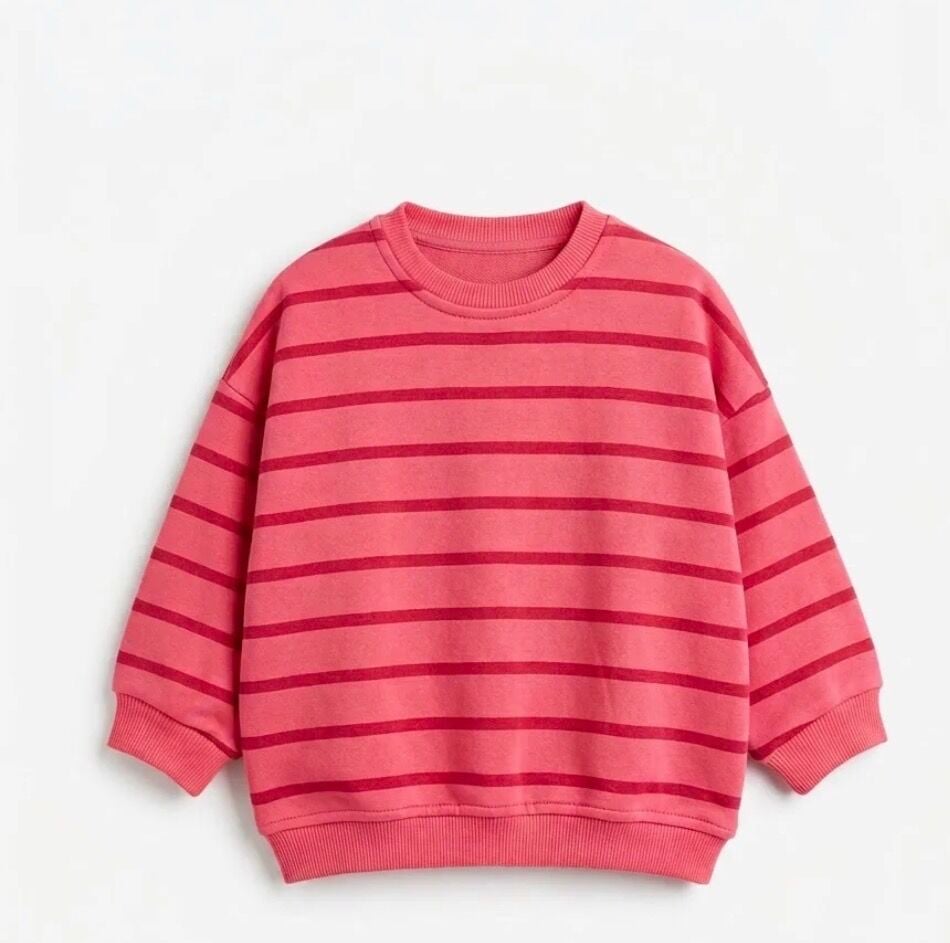 Çizgili Pembe Sweat 6-7 YAŞ