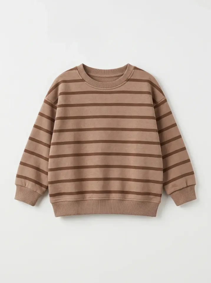 Çizgili Kahve Sweat 6-7 YAŞ