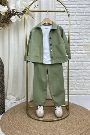 Gabardin Haki Ceketli Takım 4-5 YAŞ