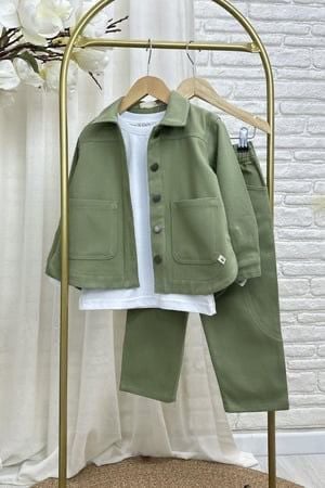 Gabardin Haki Ceketli Takım 4-5 YAŞ